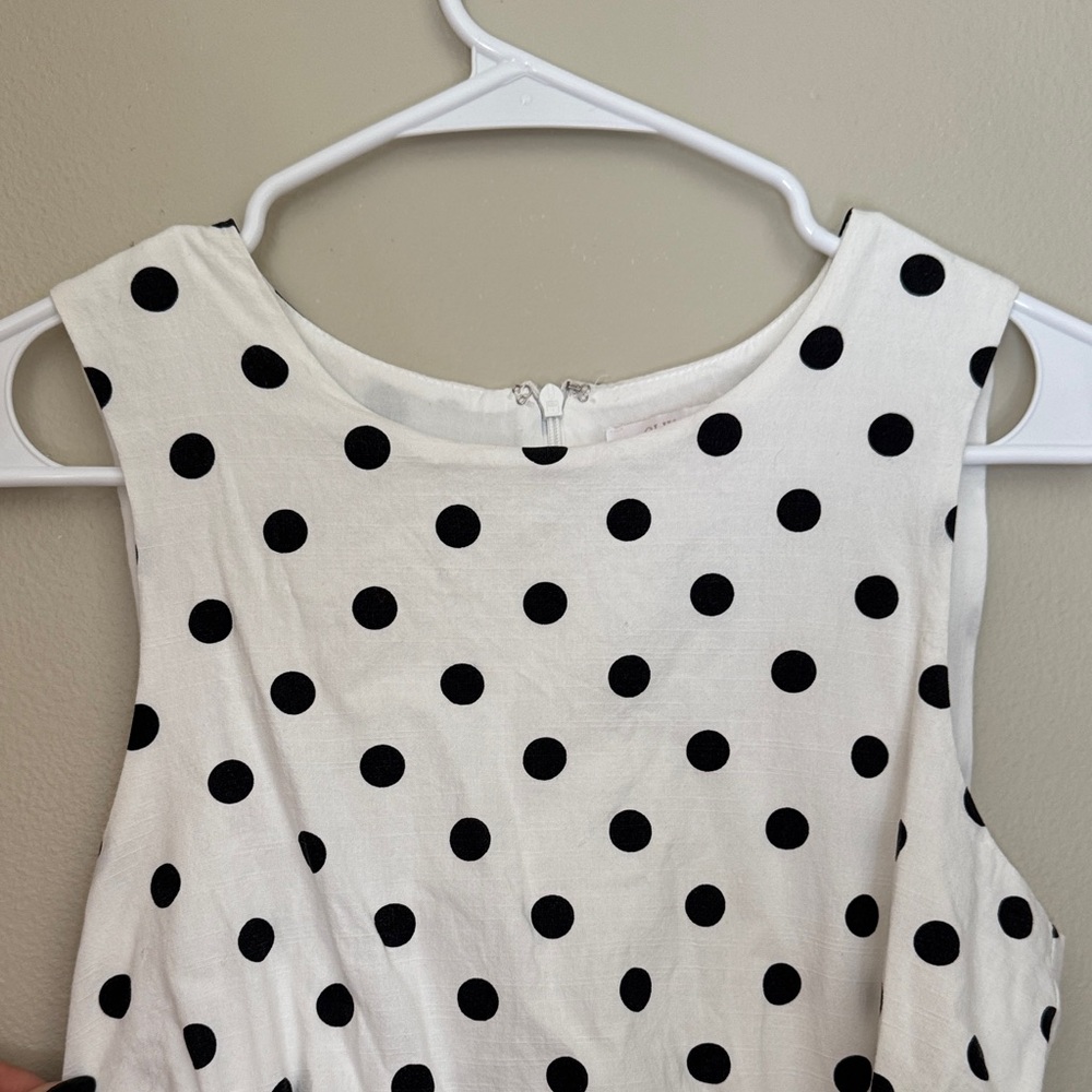 White Polka Dot Sleeveless Rib Cutout Dress - Picture 3 of 6
